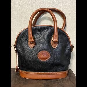 VTG Dooney & Bourke Black Pebble Brown Leather Purse Large Tote Pockets Inside